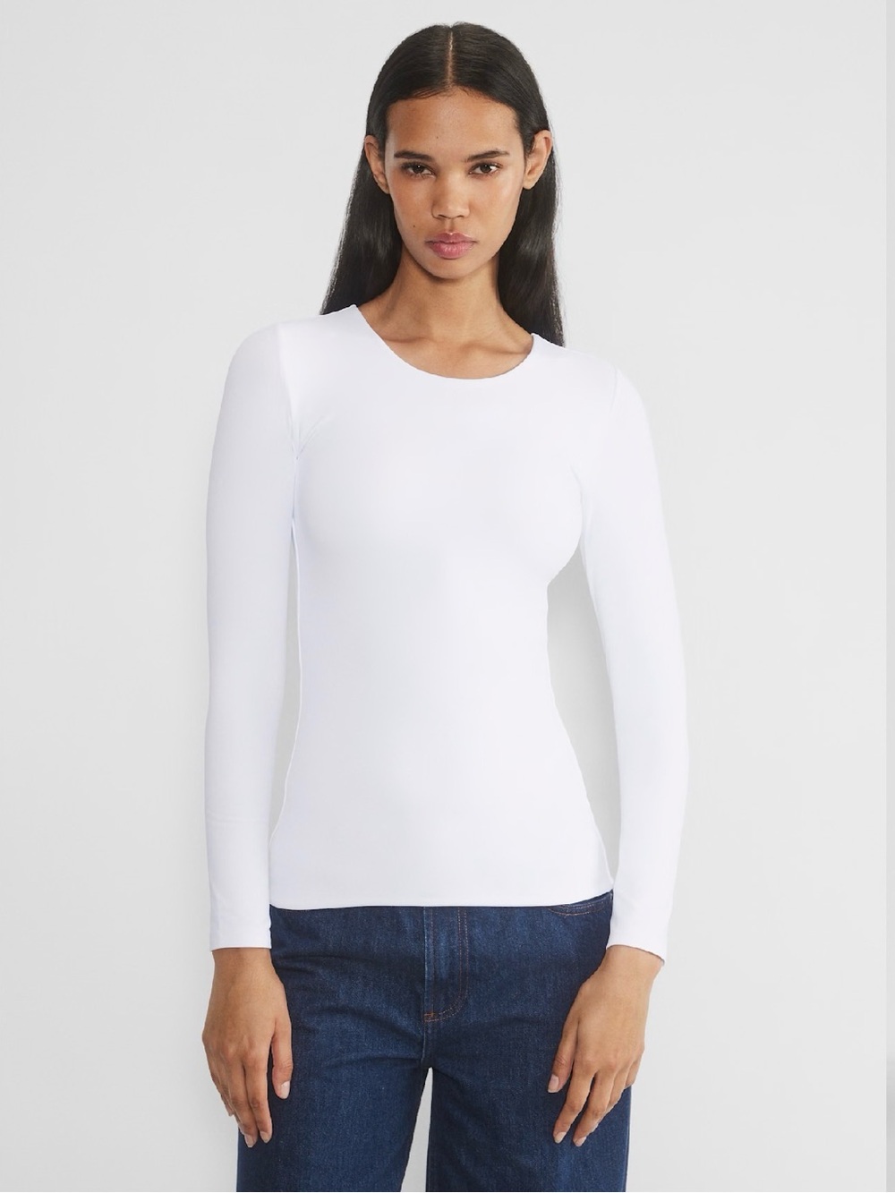 ARITZIA NWT Babaton White Long Sleeve Crewneck Top M